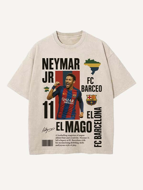 Neymar Print Round Neck T-shirt