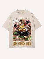 One-Punch Man Print Round Neck T-shirt