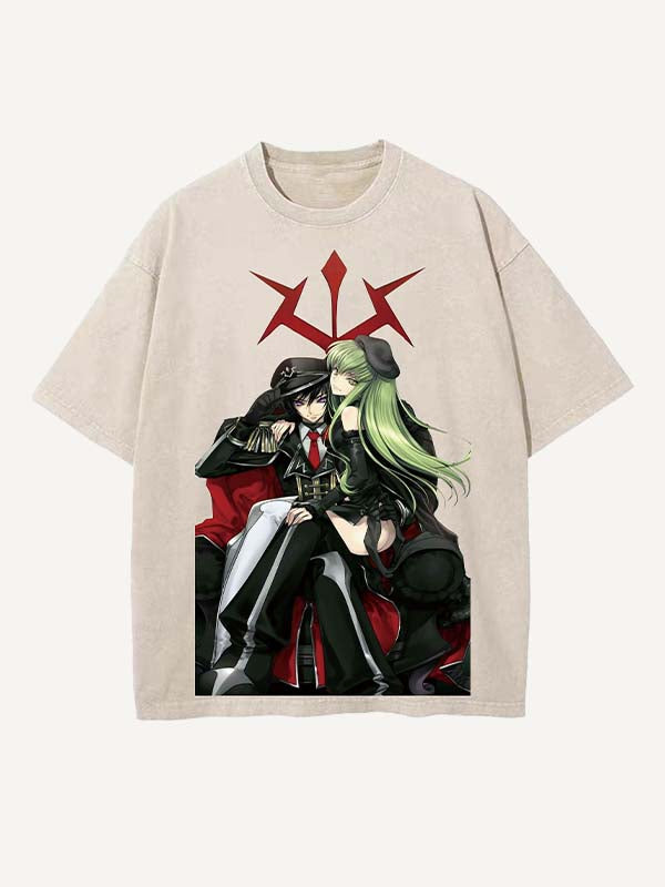 Code Geass Print Round Neck T-shirt