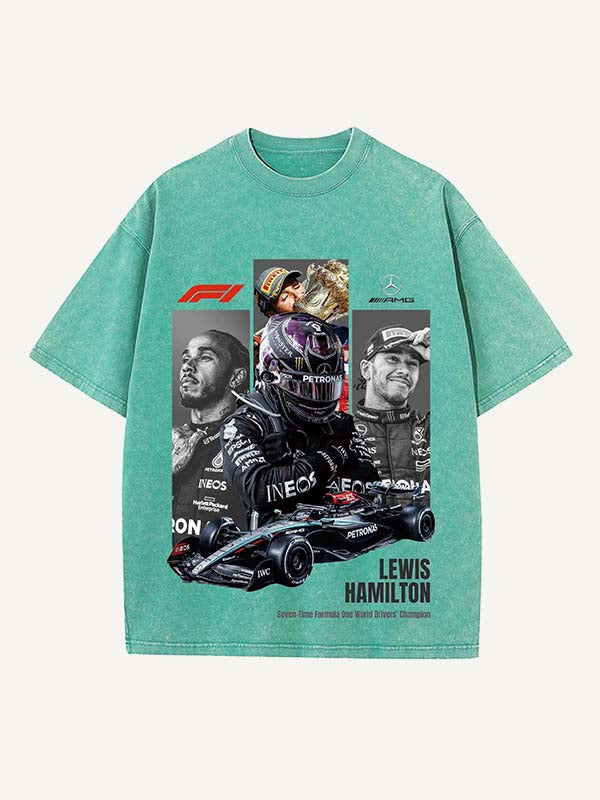 Lewis Hamilton Print Round Neck T-shirt