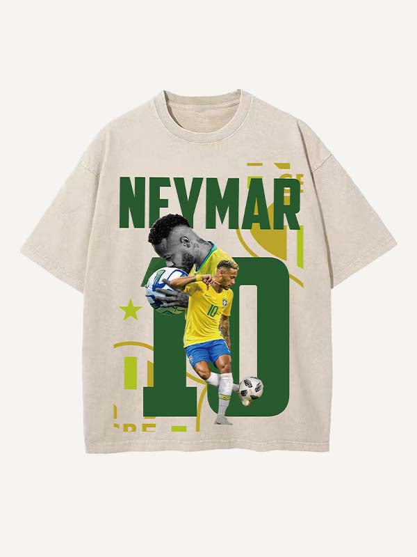 Neymar Print Round Neck T-shirt