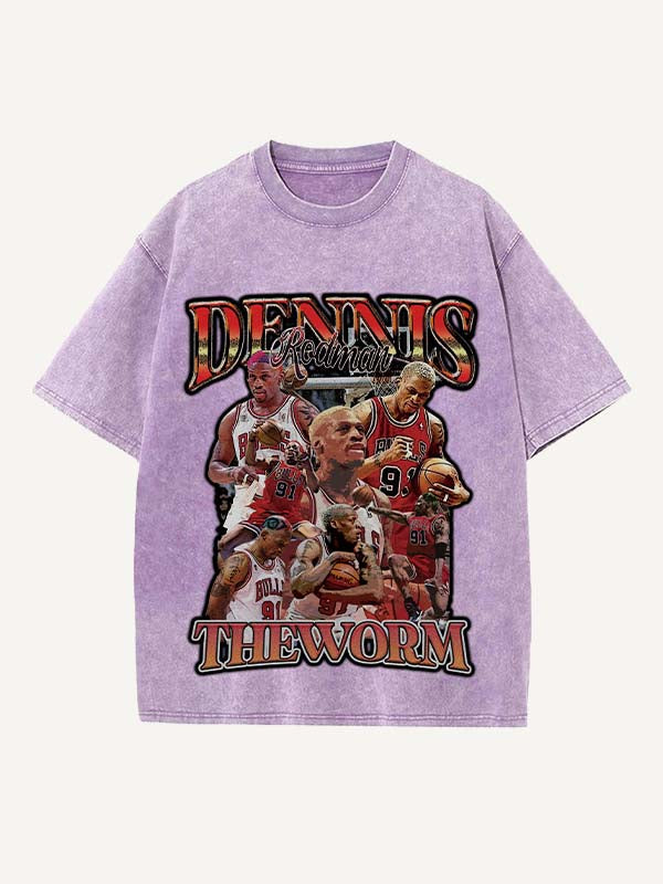 Dennis Rodman Print Round Neck T-shirt