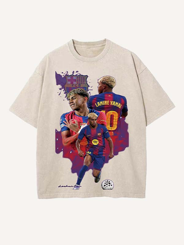 Lamine Yamal Print Round Neck T-shirt