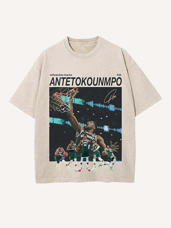 Giannis Antetokounmpo Print Round Neck T-shirt