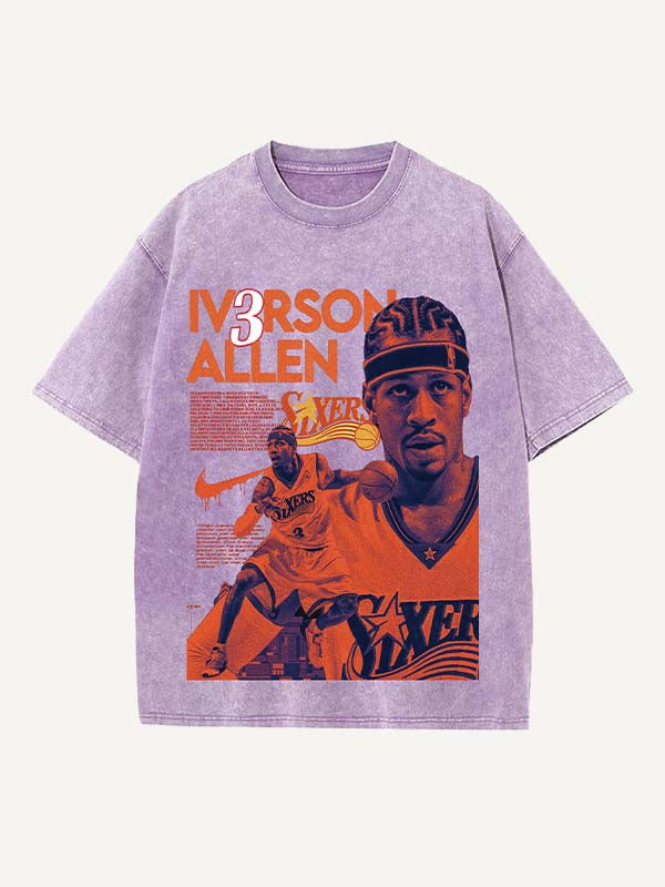 Allen Iverson Print Round Neck T-shirt
