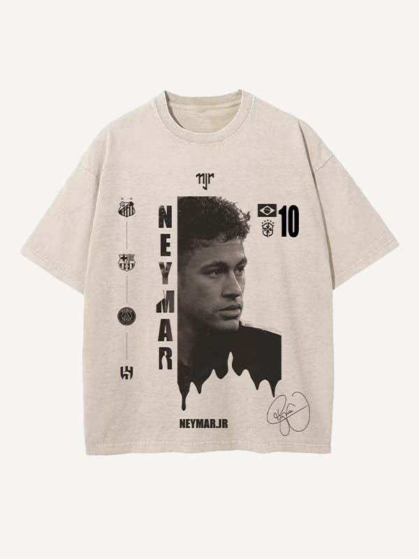 Neymar Print Round Neck T-shirt
