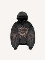 Eye&Letter&Graphic Print Slant Pockets Hoodie