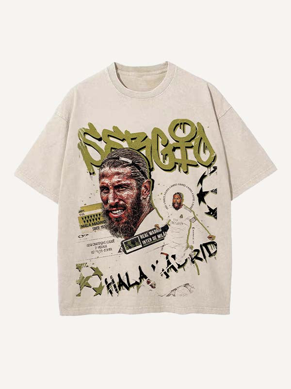 Sergio Ramos Print Round Neck T-shirt