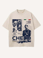 Sergio Perez Print Round Neck T-shirt