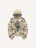 Figure&Graphic Print Slant Pockets Hoodie