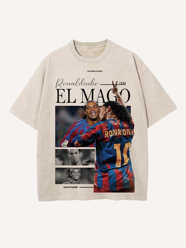 Ronaldinho Print Round Neck T-shirt