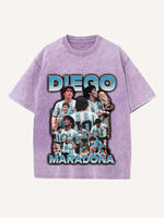 Diego Maradona Print Round Neck T-shirt