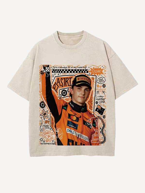Oscar Piastri Print Round Neck T-shirt