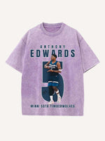 Anthony Edwards Print Round Neck T-shirt