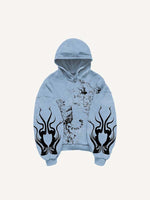 Tiger&Dragon&Animal Print Slant Pockets Hoodie