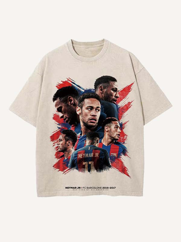 Neymar Print Round Neck T-shirt