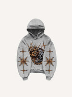 Evil Sun&Moon&Graphic Print Slant Pockets Hoodie