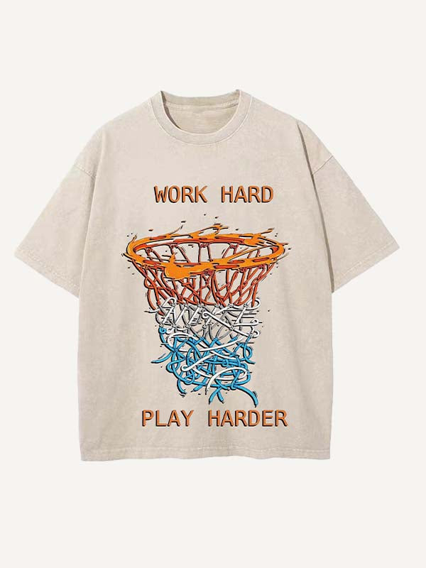 Basketball Aesthetic Print Round Neck T-shirt