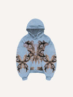 Eye&Wing&Graphic Print Slant Pockets Hoodie