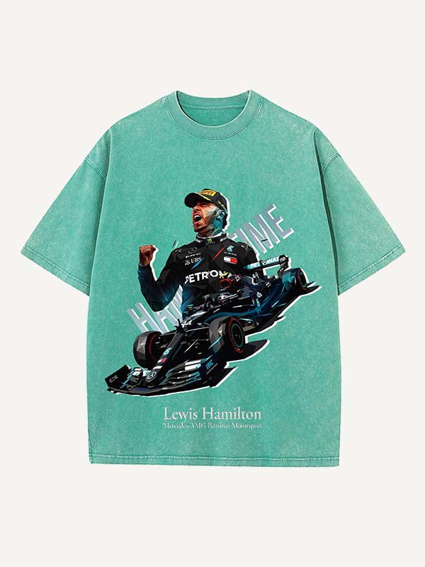 Lewis Hamilton Print Round Neck T-shirt