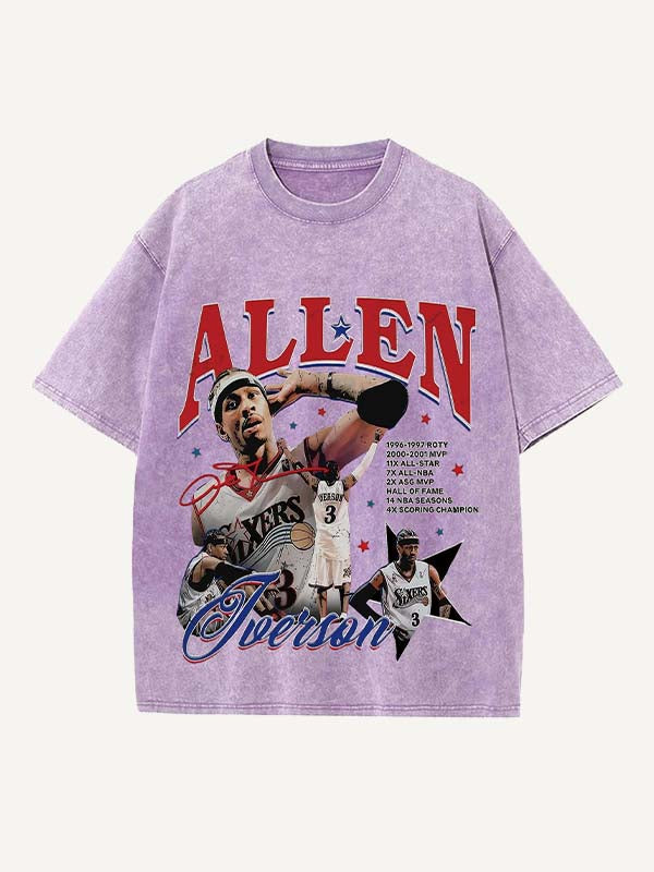 Allen Iverson Print Round Neck T-shirt