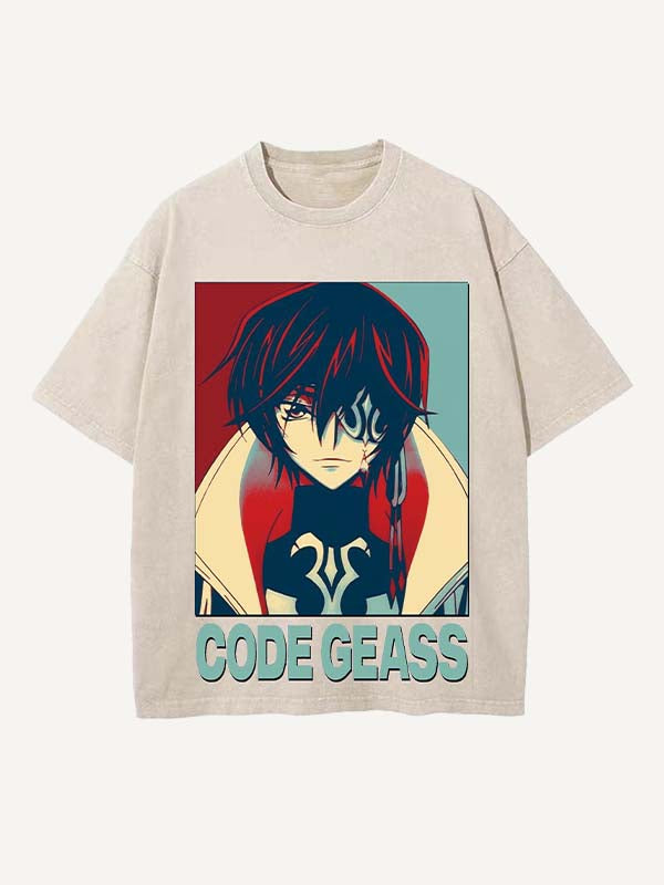 Code Geass Print Round Neck T-shirt