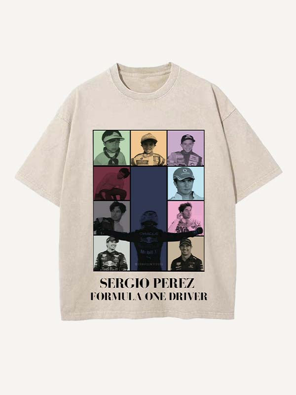 Sergio Perez Print Round Neck T-shirt