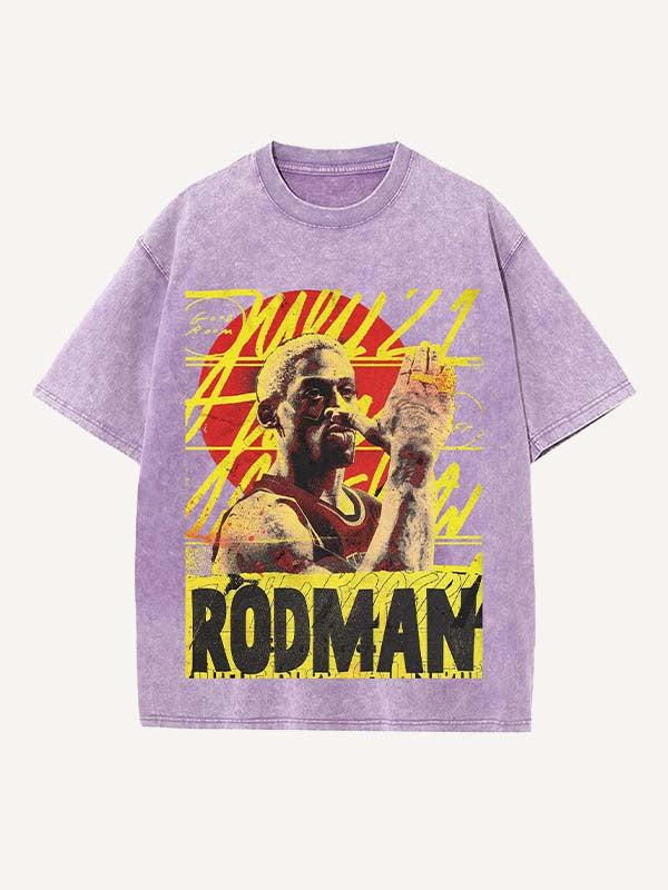 Dennis Rodman Print Round Neck T-shirt