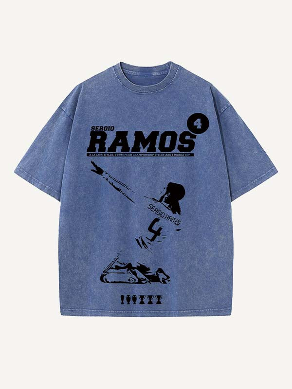 Sergio Ramos Print Round Neck T-shirt