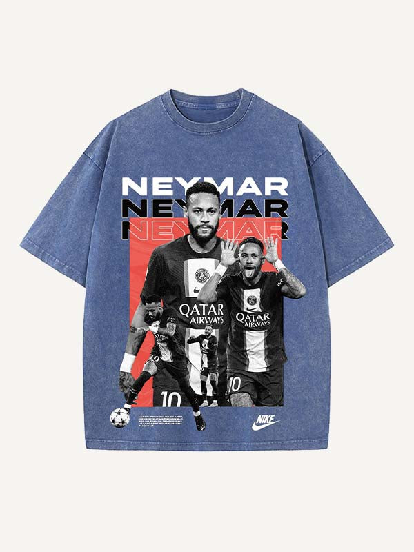 Neymar Print Round Neck T-shirt