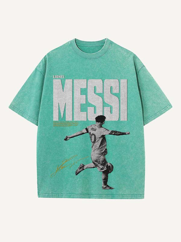 Lionel Messi Print Round Neck T-shirt