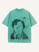 Sherlock Print Round Neck T-shirt
