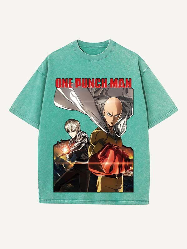 One-Punch Man Print Round Neck T-shirt