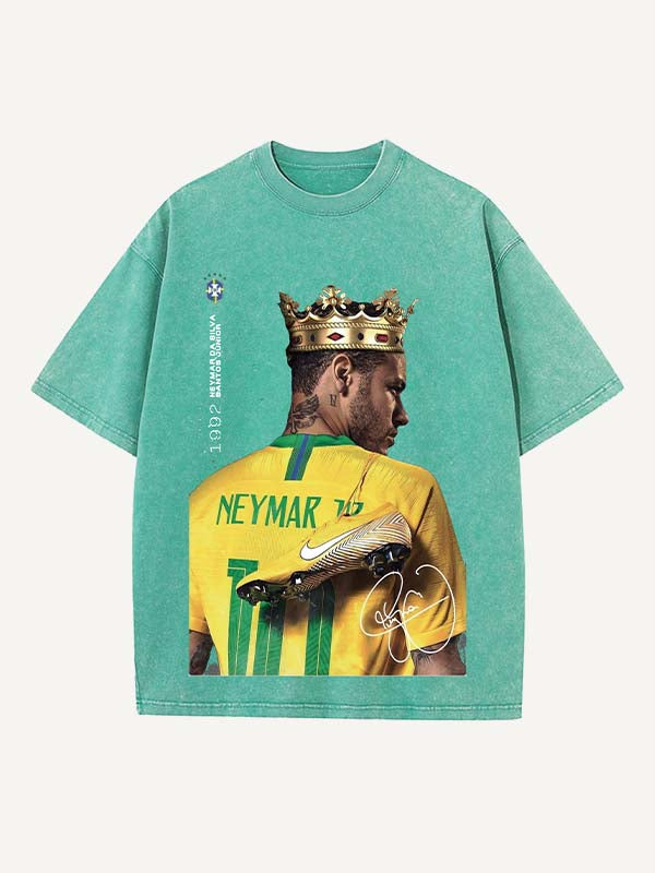 Neymar Print Round Neck T-shirt