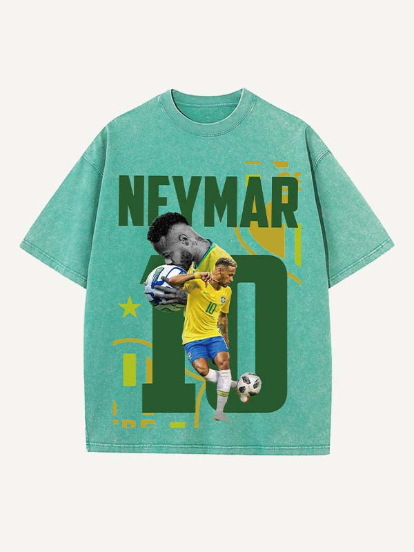 Neymar Print Round Neck T-shirt