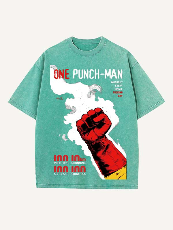One-Punch Man Print Round Neck T-shirt