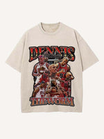 Dennis Rodman Print Round Neck T-shirt