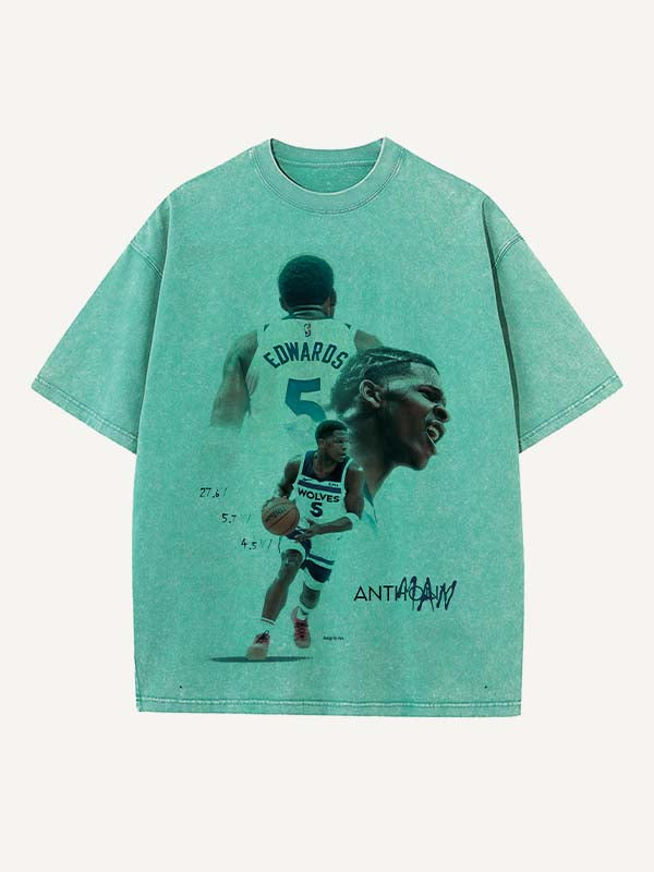 Anthony Edwards Print Round Neck T-shirt