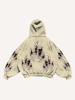 Teeth&Lips&Graphic Print Slant Pockets Hoodie