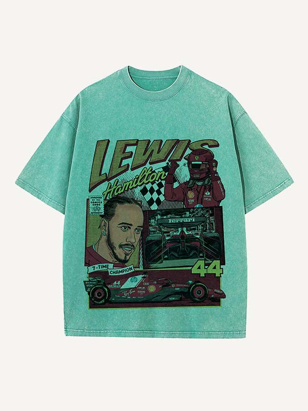 Lewis Hamilton Print Round Neck T-shirt