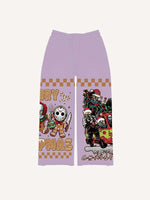 Christmas Horror Print Elastic Waist Pants