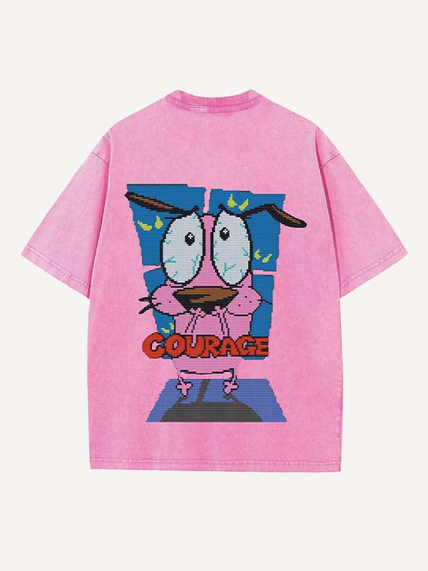 Distressed Washed Figure&Graphic&Animal&Letter Print Round Neck T-shirt