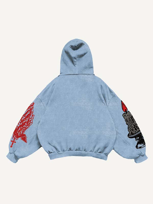 Angel&Pray&Cross&Wing&Letter&Graphic Print Slant Pockets Hoodie