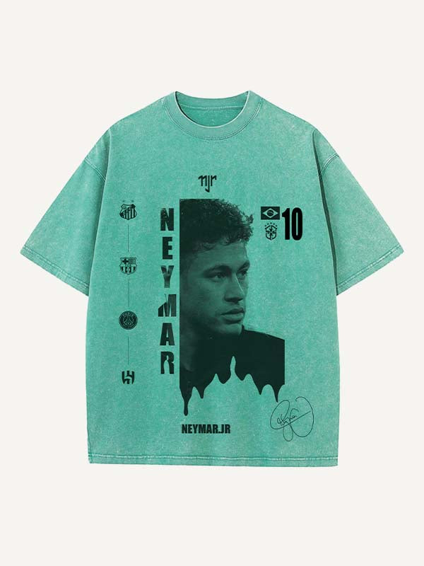 Neymar Print Round Neck T-shirt
