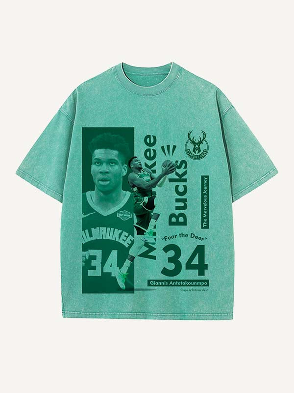 Giannis Antetokounmpo Print Round Neck T-shirt
