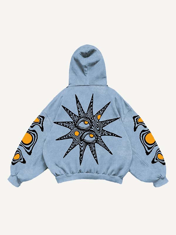 Moon&Eye&Graphic Print Slant Pockets Hoodie