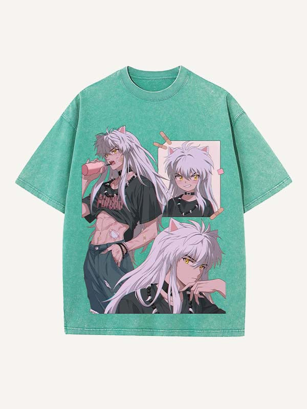 Inuyasha Print Round Neck T-shirt