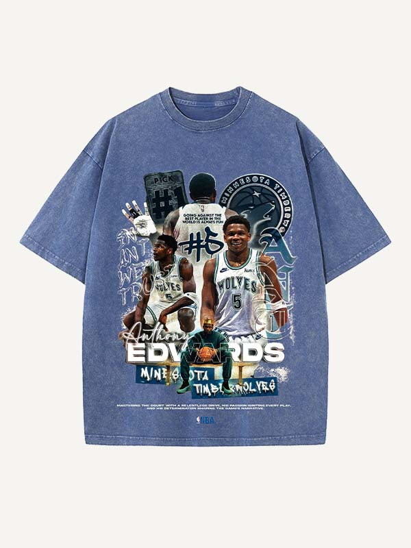 Anthony Edwards Print Round Neck T-shirt