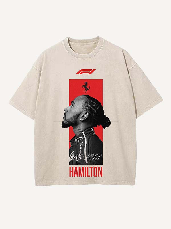 Lewis Hamilton Print Round Neck T-shirt