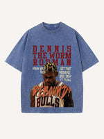 Dennis Rodman Print Round Neck T-shirt